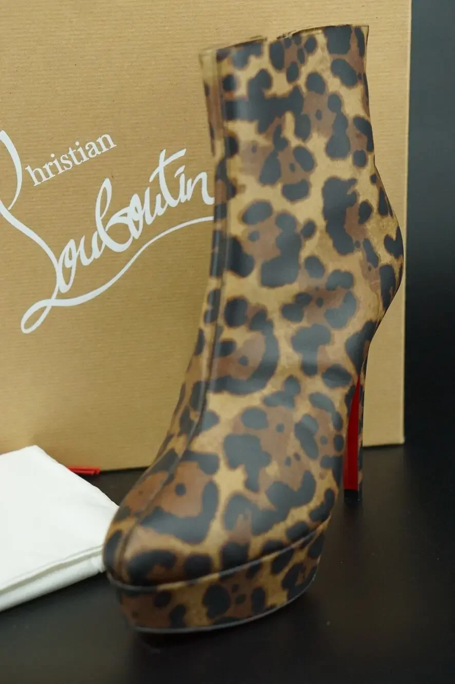 Christian Louboutin Bianca Bootie Size 39 NIB $1295 Leopard 120MM Platform